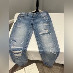 Buckle black destructed jeans , skinny jeans, cropped